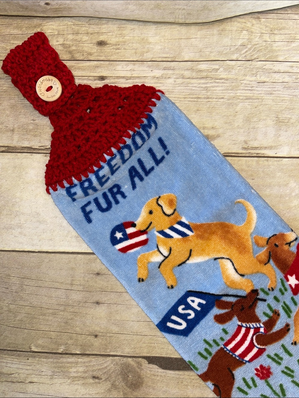 Patriotic Crochet Top Hanging Towel 
Freedom Fur All